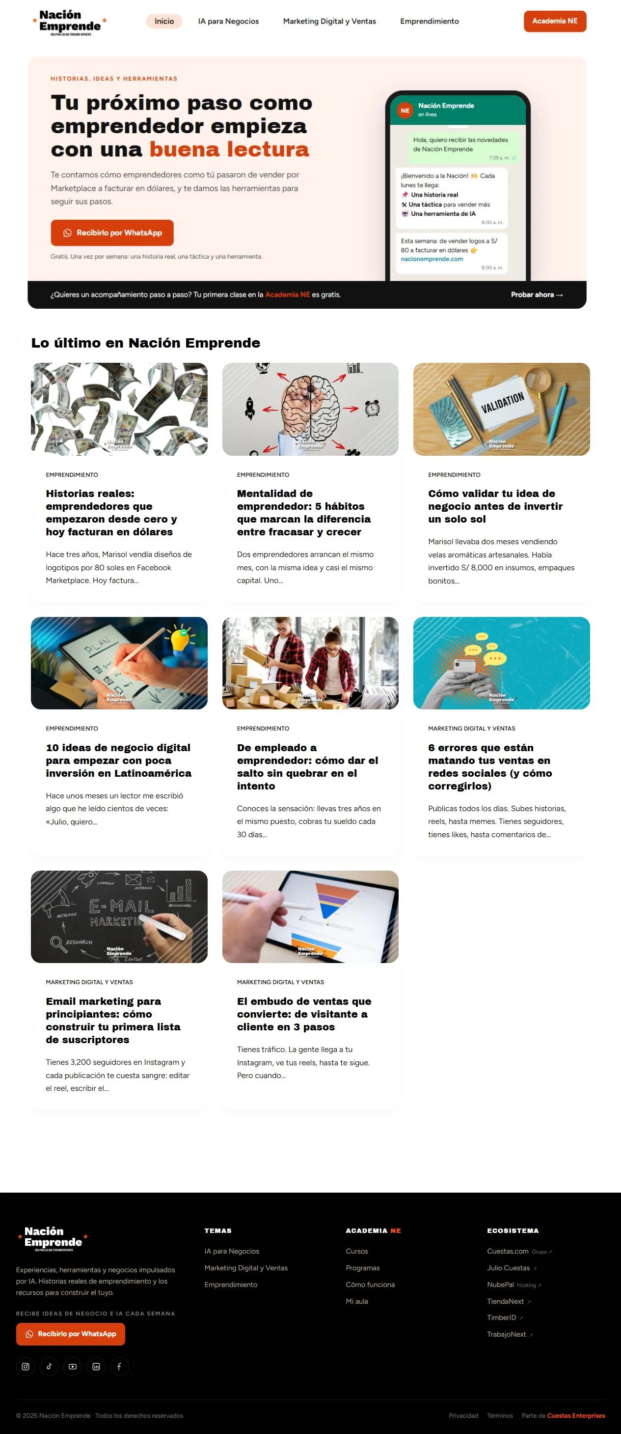 Captura completa: Blog de Nación Emprende