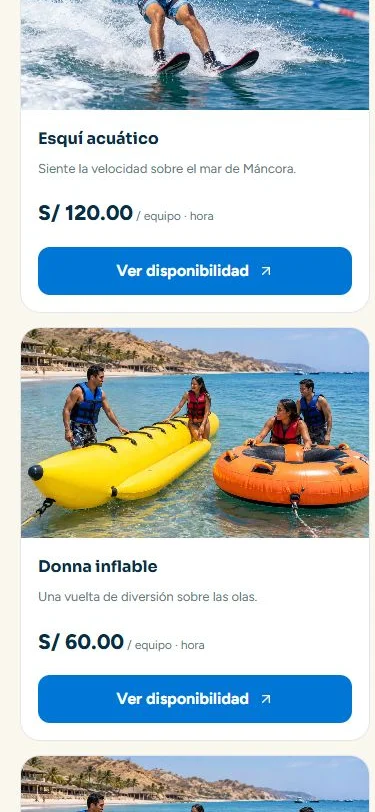 Equipos de aventura, vista móvil